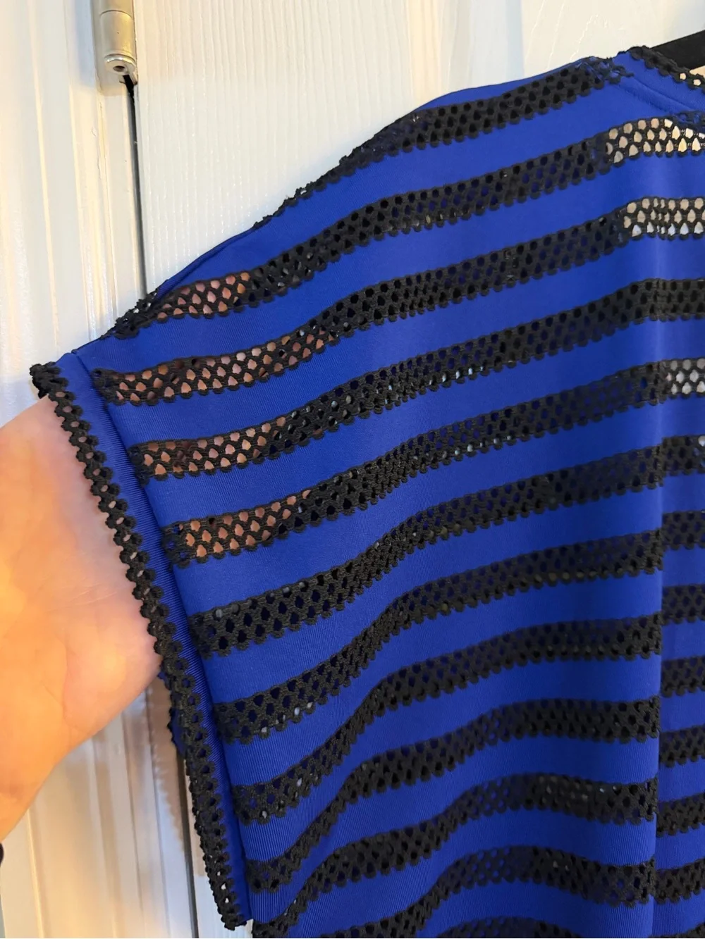 Calvin Klein Blue & Black Mesh Stripe Swim Cover-Up Dress | Size XL